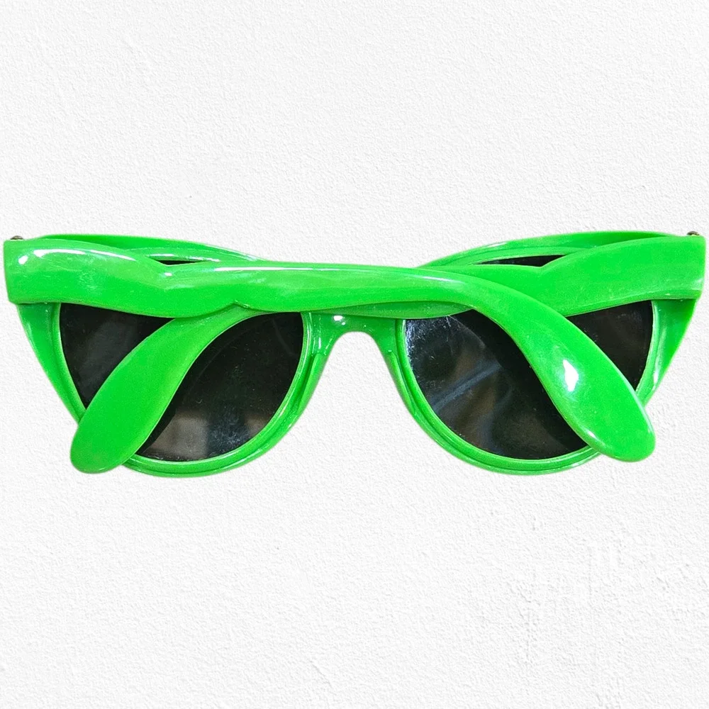 1980s Vintage Neon Green Cat Eye Sunglasses Rave Y2K Style Festival Glasses